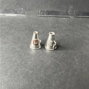 Vintage 2pc Sterling Silver Megaphone Pendant Charm Cheerleading Sports